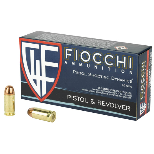Fiocchi Ammunition 45 ACP 230-Grain Full Metal Jacket Pistol Rounds - 50/Box, 500/Case
