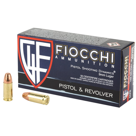 Fiocchi 9mm 158 Grain Full Metal Jacket Pistol Ammunition * Reliable Range & Target Shots
