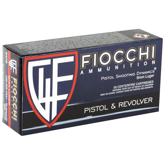 Fiocchi 9mm 158 Grain Full Metal Jacket Pistol Ammunition * Reliable Range & Target Shots