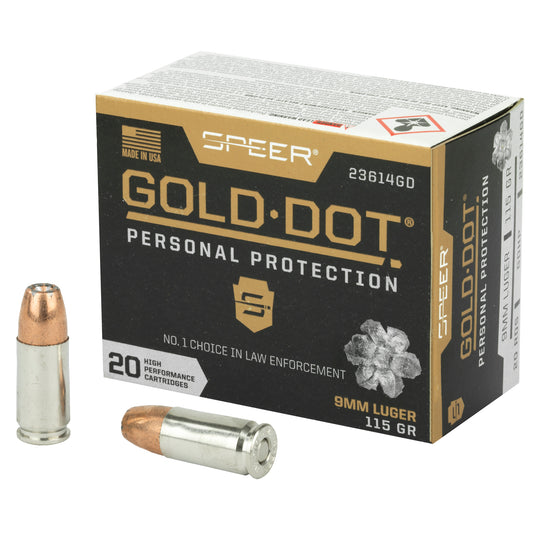 Speer Gold Dot 9mm 115 Grain Hollow Point Ammunition * Reliable Self-Defense and Law Enforcement Load