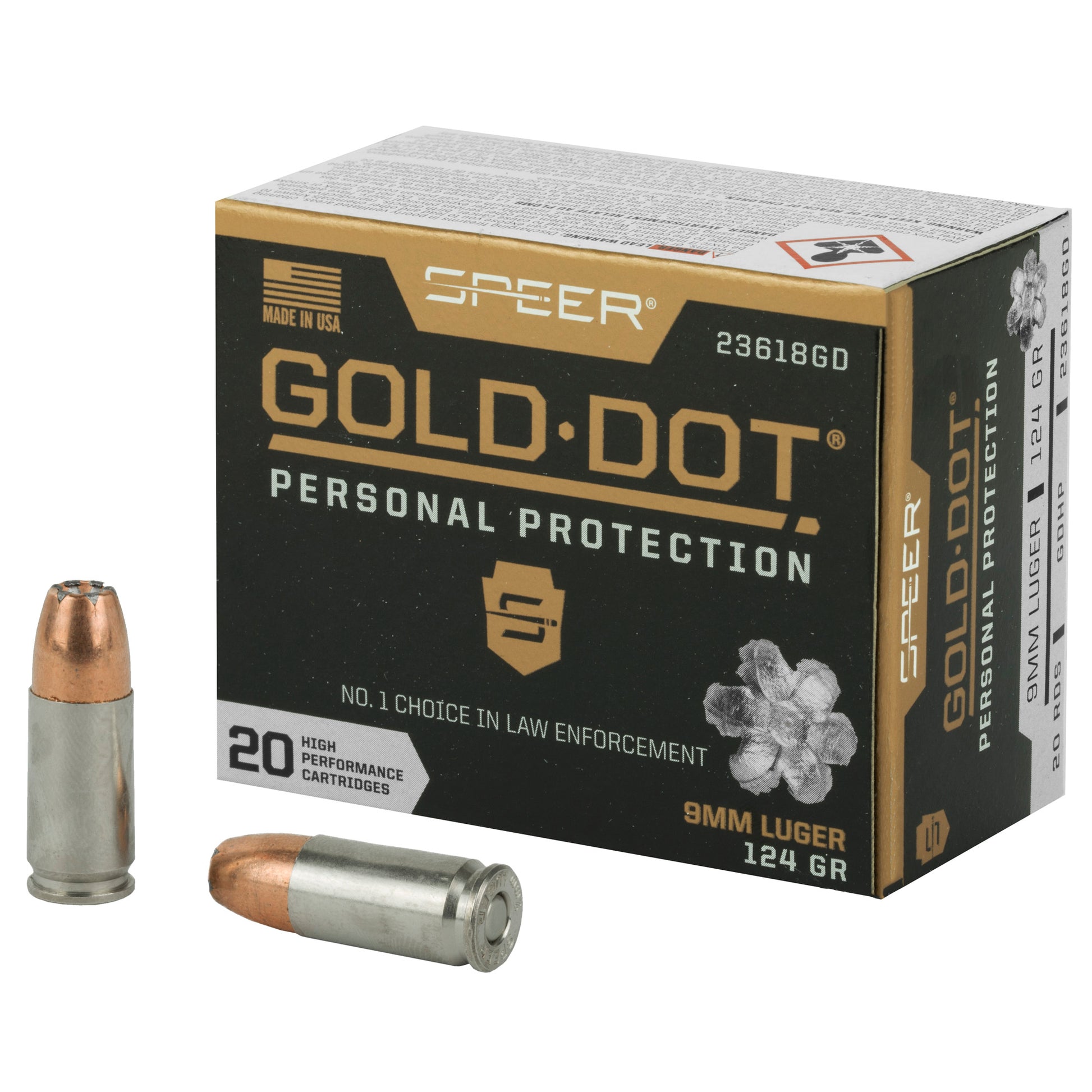 Speer Gold Dot 9mm 124 Grain Hollow Point Ammunition - Reliable Self-Defense Load by Speer Ammunition