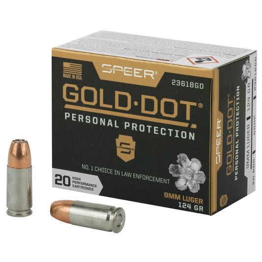 Speer Gold Dot 9mm 124 Grain Hollow Point Ammunition - Reliable Self-Defense Load by Speer Ammunition
