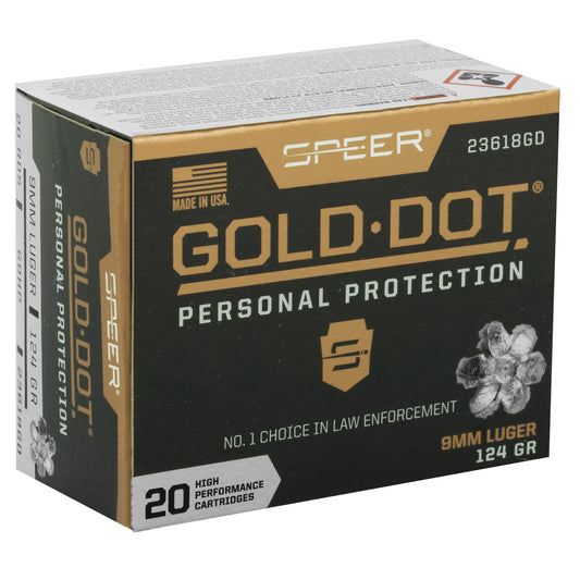 Speer Gold Dot 9mm 124 Grain Hollow Point Ammunition - Reliable Self-Defense Load by Speer Ammunition