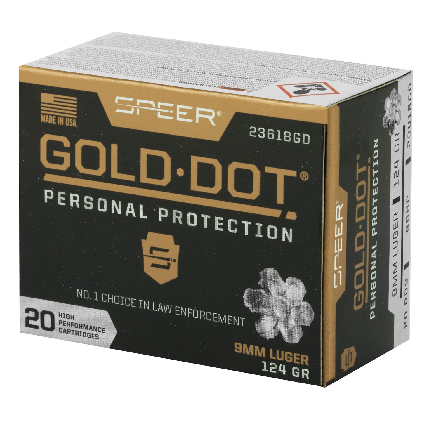 Speer Gold Dot 9mm 124 Grain Hollow Point Ammunition - Reliable Self-Defense Load by Speer Ammunition