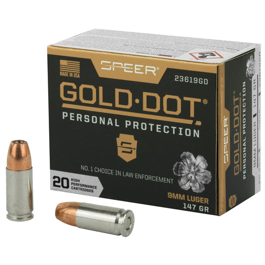 Speer Gold Dot 9mm 147 Grain Hollow Point Ammunition - Reliable Self-Defense Ammo by Speer Ammunition