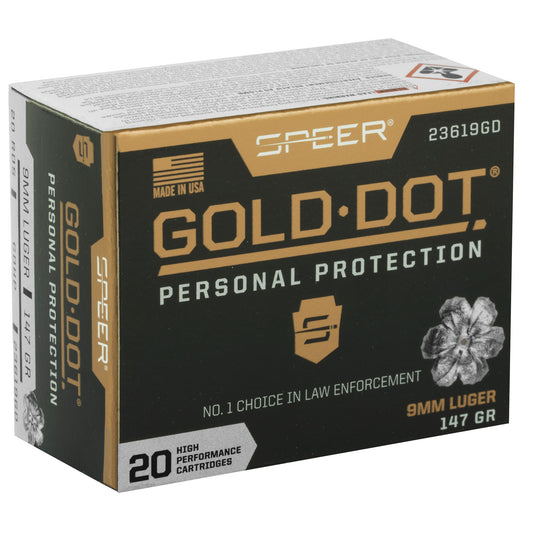 Speer Gold Dot 9mm 147 Grain Hollow Point Ammunition - Reliable Self-Defense Ammo by Speer Ammunition