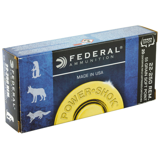 Federal PowerShok .22-250 Remington 55 Grain Soft Point Hunting Ammo (20 Rounds)