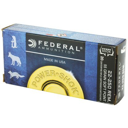 Federal PowerShok .22-250 Remington 55 Grain Soft Point Hunting Ammo (20 Rounds)