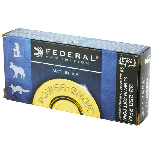 Federal PowerShok .22-250 Remington 55 Grain Soft Point Hunting Ammo (20 Rounds)
