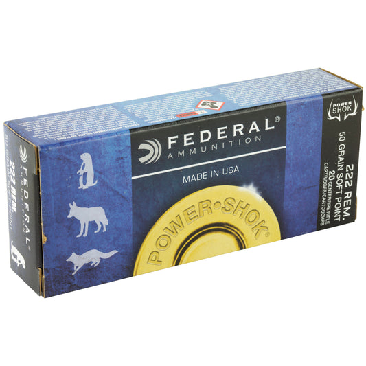 Federal PowerShok .222 Remington 50 Grain Soft Point Rifle Ammunition - 20 Rounds