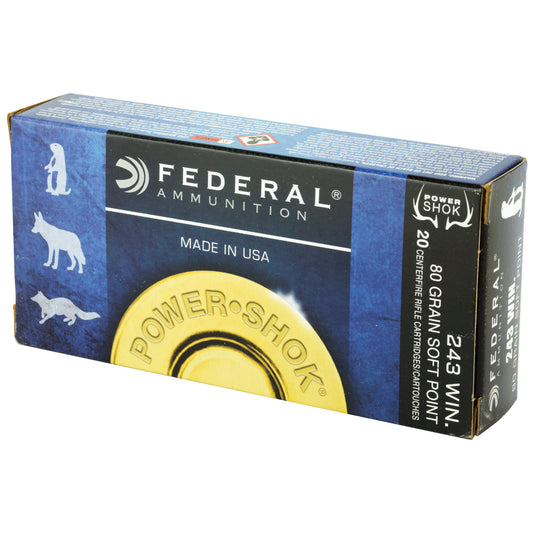 Federal Power Shok .243 Winchester 80-Grain Soft Point Bullets - Reliable Hunting Ammo