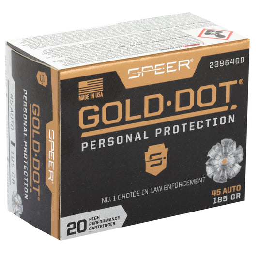 Speer Ammunition Gold Dot 45 ACP 185-Grain Hollow Point * Reliable Self-Defense Ammo