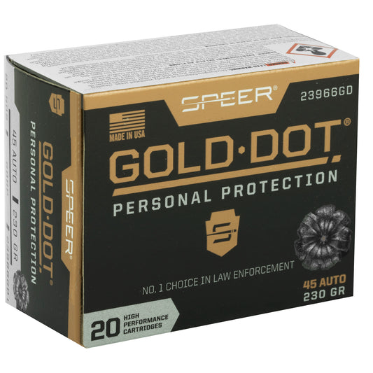 Speer Ammunition Gold Dot 45 ACP 230-Grain Hollow Point Ammo - Reliable Self-Defense Load