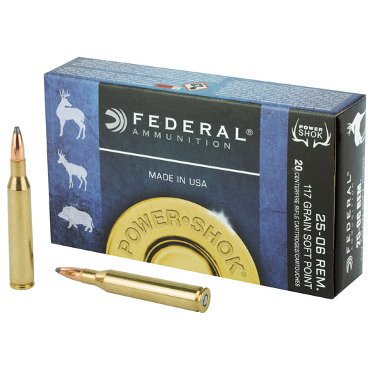 Federal PowerShok 2506BS 117-Grain Soft Point Rifle Ammunition for 25-06 Remington