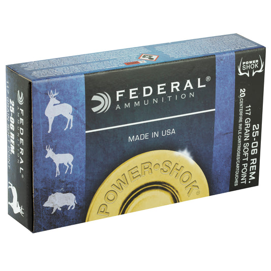 Federal PowerShok 2506BS 117-Grain Soft Point Rifle Ammunition for 25-06 Remington