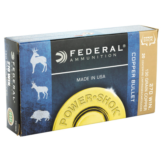 Federal Power Shok Copper 270 Winchester 130 Grain Hollow Point Ammunition * Reliable Hunting Performance