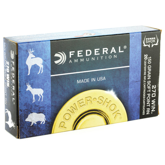 Federal PowerShok .270 Winchester 150 Grain Jacketed Soft Point Ammunition * Reliable Hunting Rounds