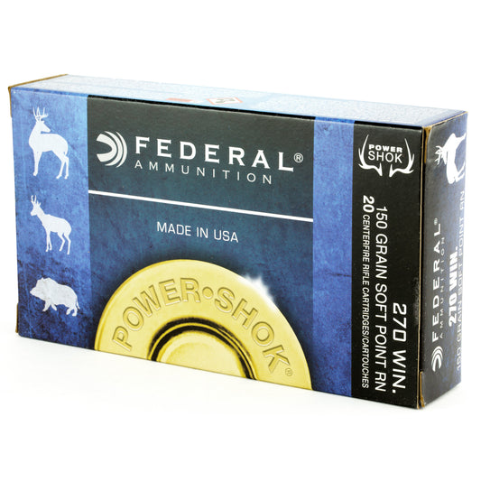 Federal PowerShok .270 Winchester 150 Grain Jacketed Soft Point Ammunition * Reliable Hunting Rounds