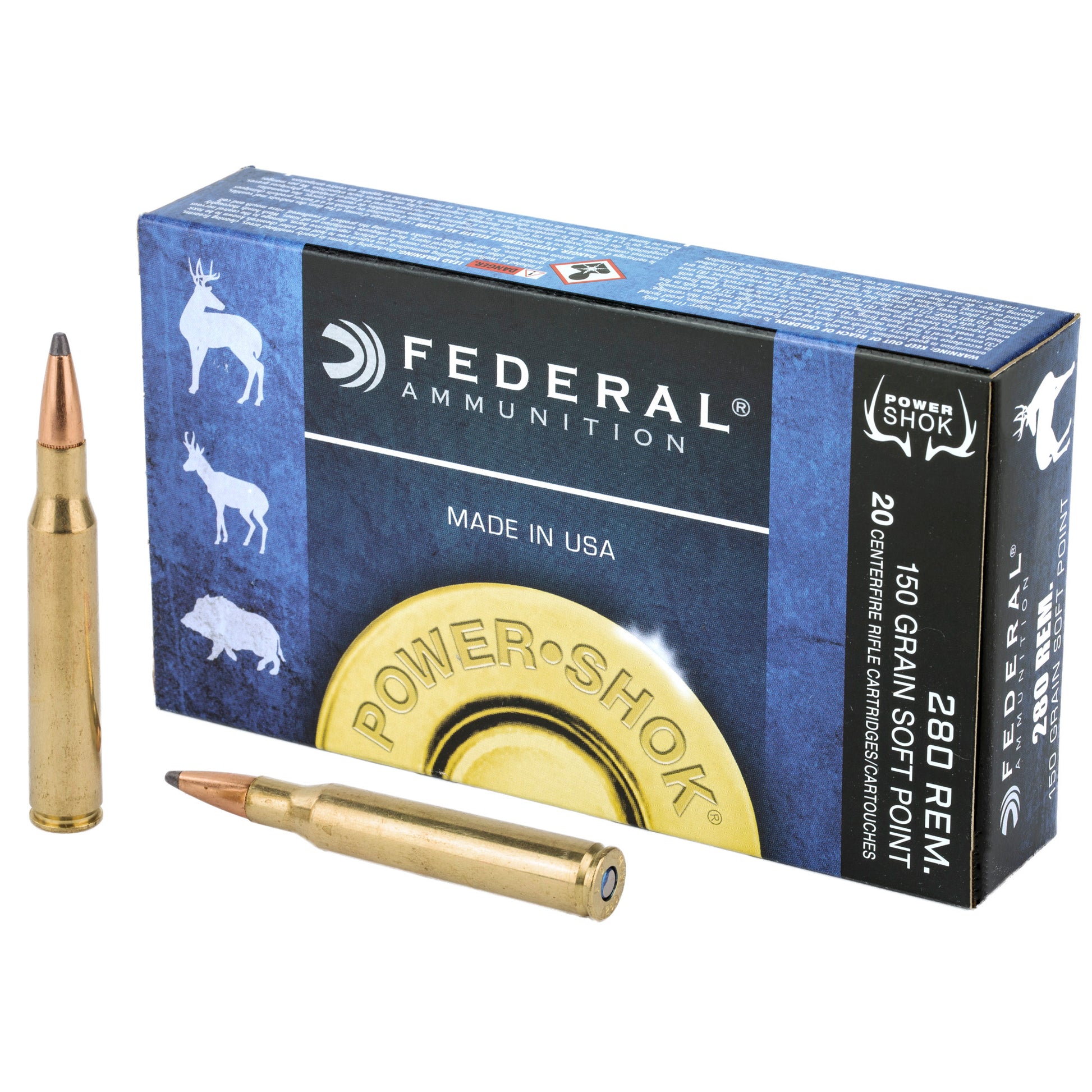 Federal PowerShok .280 Remington 150-Grain Soft Point Rifle Ammunition * Reliable Hunting Load for Medium and Big Game