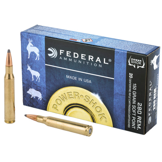 Federal PowerShok .280 Remington 150-Grain Soft Point Rifle Ammunition * Reliable Hunting Load for Medium and Big Game