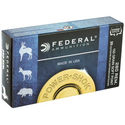 Federal PowerShok .280 Remington 150-Grain Soft Point Rifle Ammunition * Reliable Hunting Load for Medium and Big Game