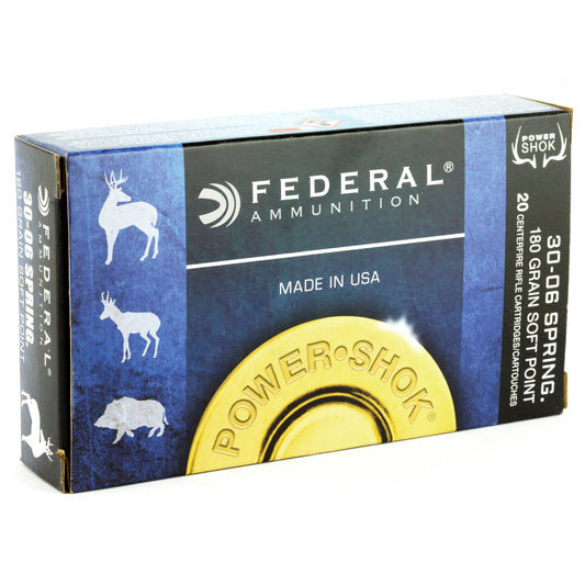 Federal PowerShok .30-06 Springfield 180 Grain Soft Point Rifle Ammunition - 20 Rounds per Box