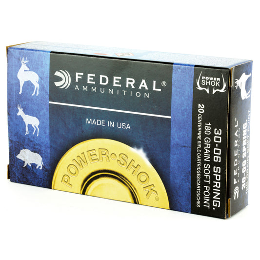 Federal PowerShok .30-06 Springfield 180 Grain Soft Point Rifle Ammunition - 20 Rounds per Box