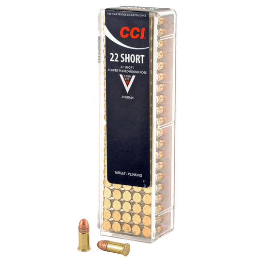 CCI Ammunition 22 Short High Velocity Copper Plated Round Nose * 29 Grain, 100 Rounds