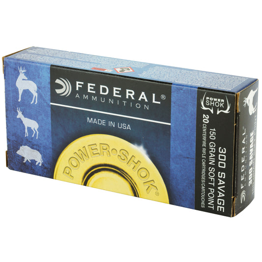 Federal PowerShok 300 Savage 150 Grain Soft Point Rifle Ammunition - 20 Rounds