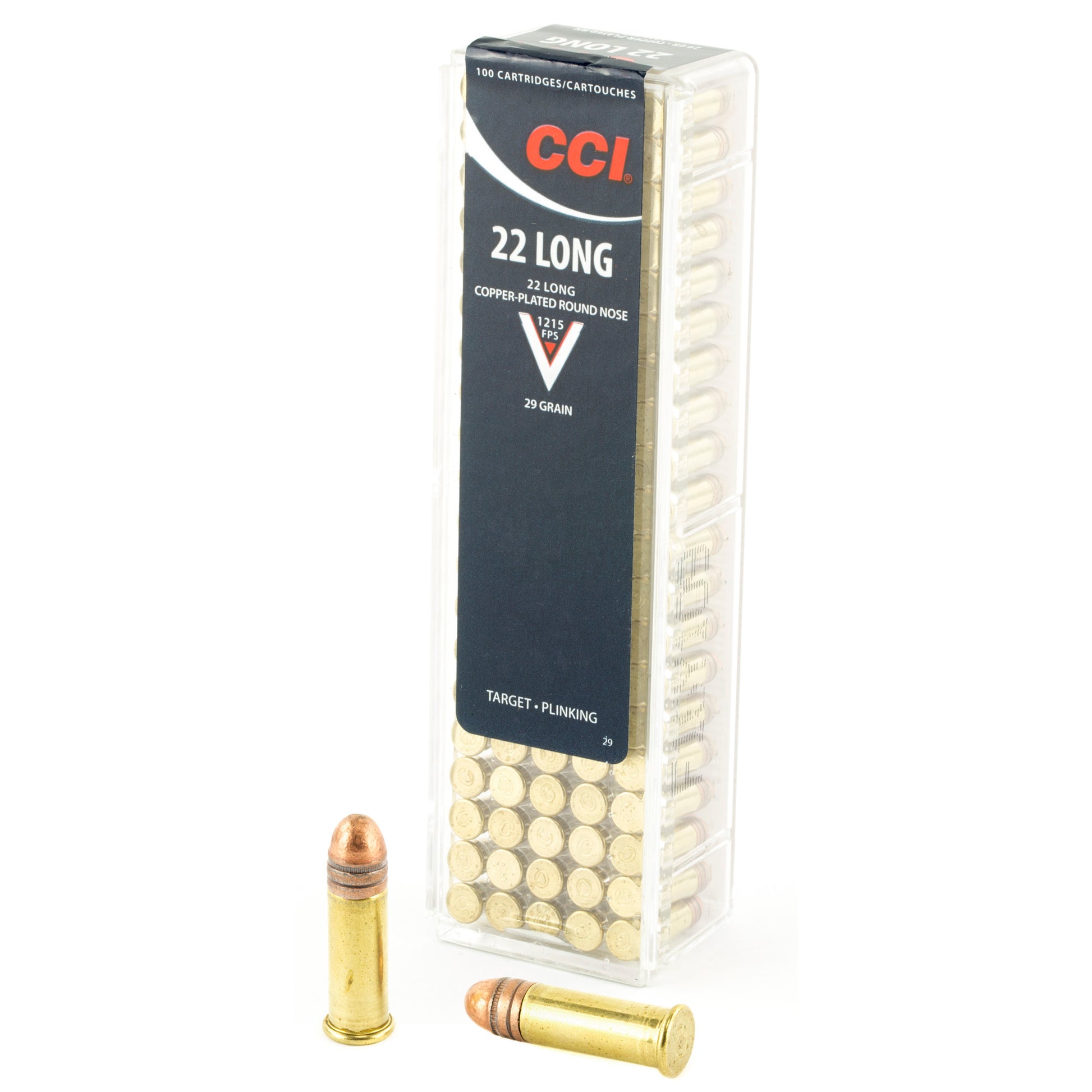 CCI Ammunition .22 Long Copper Plated Round Nose - 29 Grain, 100 Rounds per Box