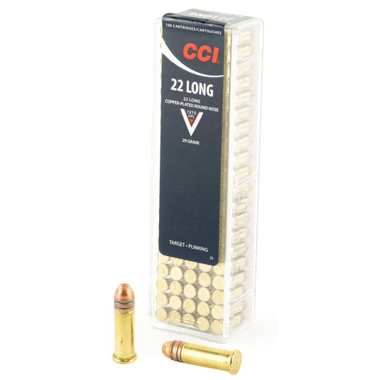 CCI Ammunition .22 Long Copper Plated Round Nose - 29 Grain, 100 Rounds per Box