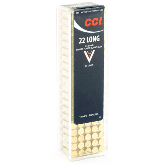 CCI Ammunition .22 Long Copper Plated Round Nose - 29 Grain, 100 Rounds per Box