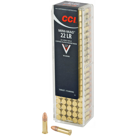 CCI Ammunition Mini Mag .22 LR Copper Plated Round Nose - 40 Grain, 100 Rounds per Box