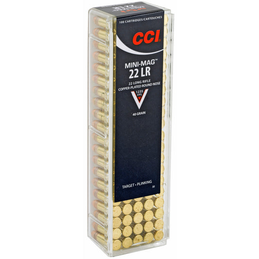 CCI Ammunition Mini Mag .22 LR Copper Plated Round Nose - 40 Grain, 100 Rounds per Box