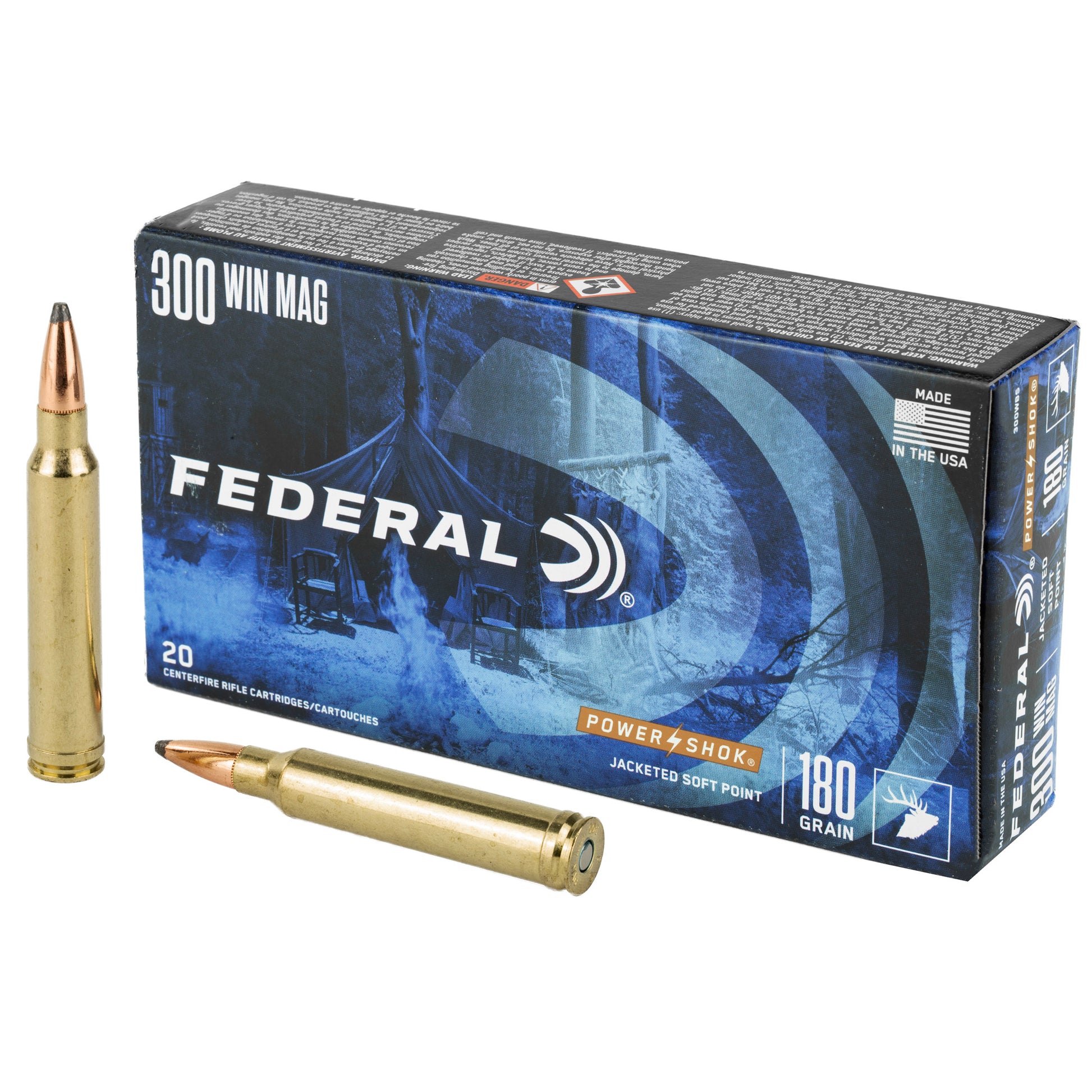 Federal PowerShok 300 Winchester Magnum 180-Grain Soft Point Ammunition * 20 Rounds