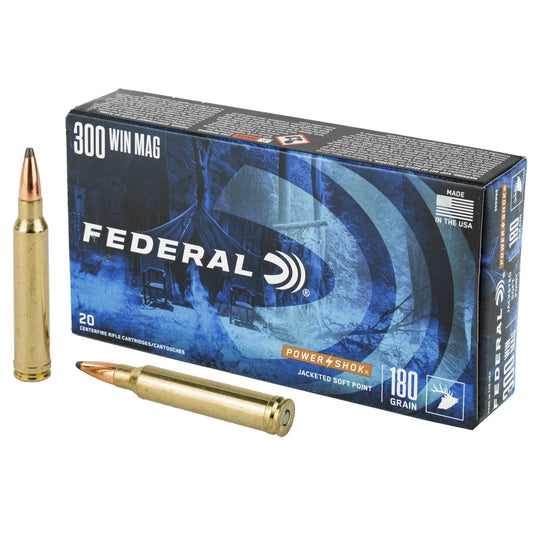 Federal PowerShok 300 Winchester Magnum 180-Grain Soft Point Ammunition * 20 Rounds