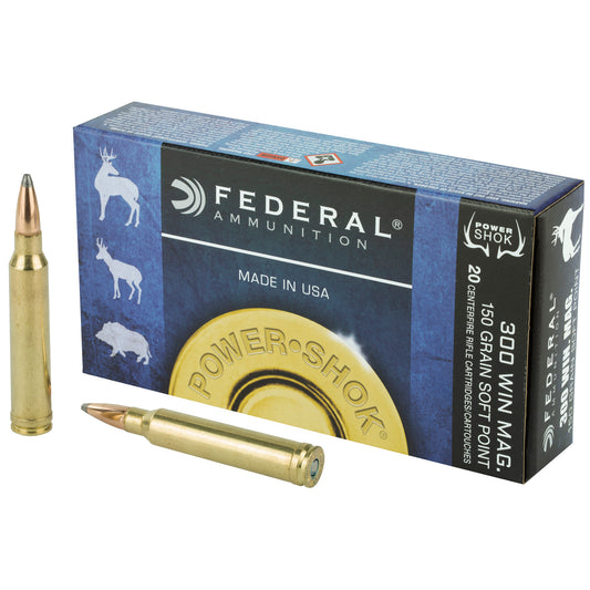 Federal PowerShok 300 Winchester Magnum 150 Grain Soft Point Ammunition - Reliable Hunting Load