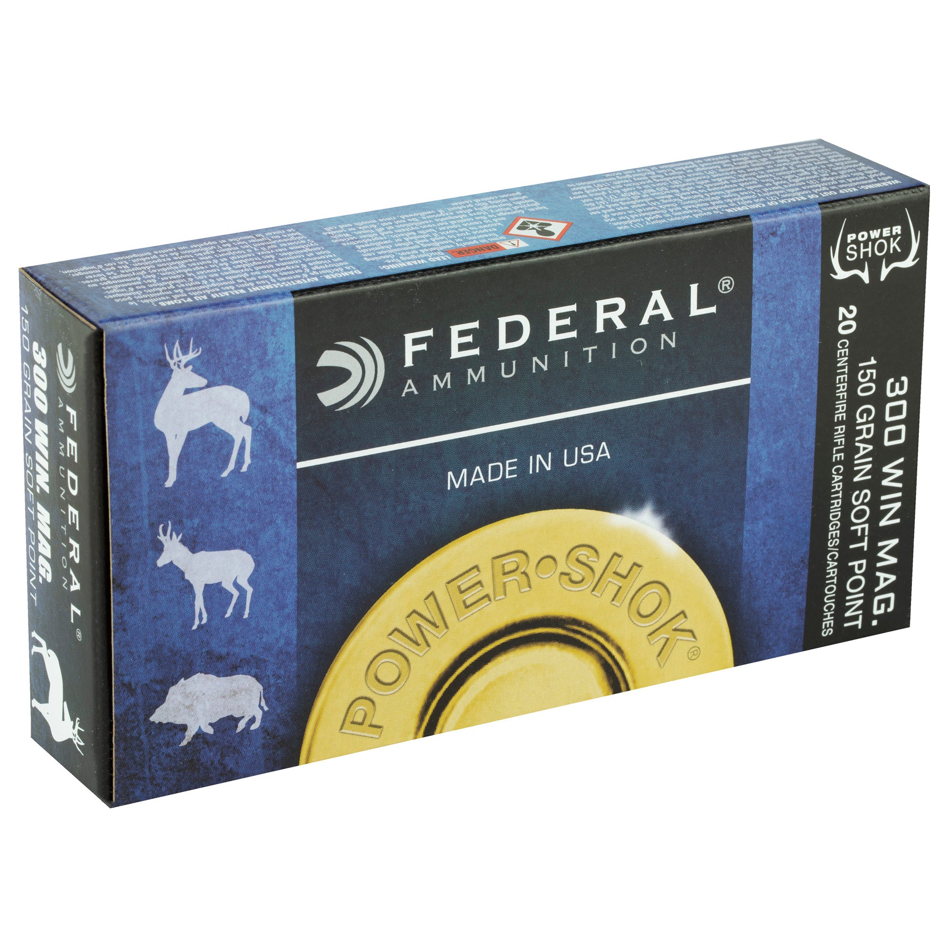 Federal PowerShok 300 Winchester Magnum 150 Grain Soft Point Ammunition - Reliable Hunting Load