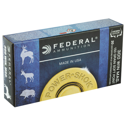 Federal PowerShok 300 Winchester Magnum 150 Grain Soft Point Ammunition - Reliable Hunting Load