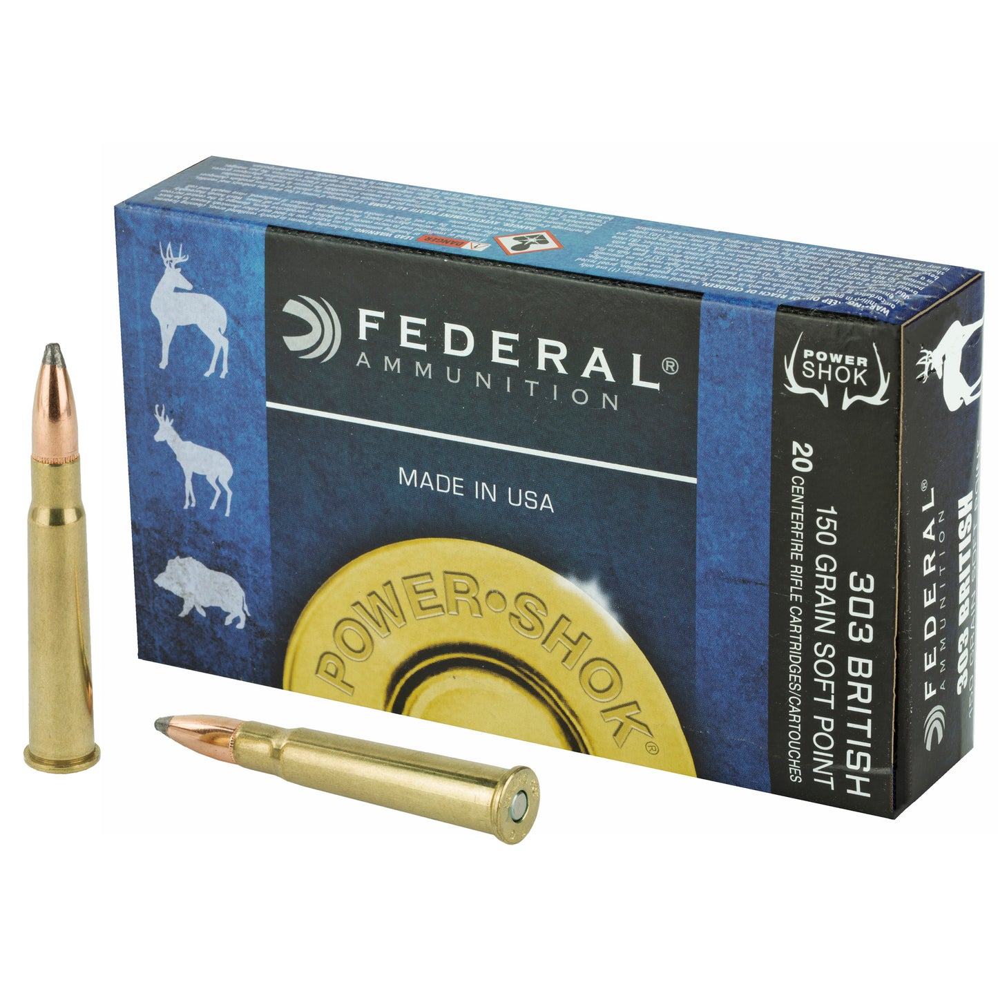 Federal PowerShok .303 British 150 Grain Soft Point Hunting Ammunition * Reliable Performance for Medium and Big Game