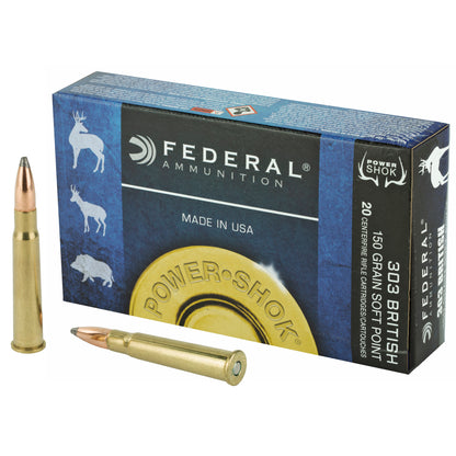 Federal PowerShok .303 British 150 Grain Soft Point Hunting Ammunition * Reliable Performance for Medium and Big Game