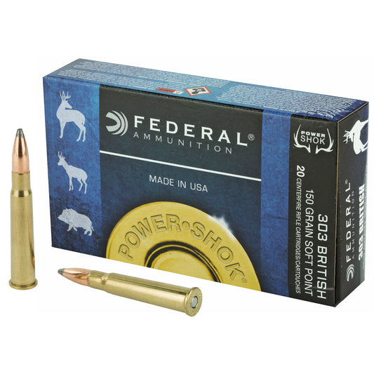 Federal PowerShok .303 British 150 Grain Soft Point Hunting Ammunition * Reliable Performance for Medium and Big Game