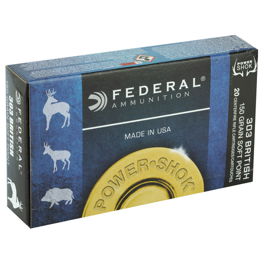 Federal PowerShok .303 British 150 Grain Soft Point Hunting Ammunition * Reliable Performance for Medium and Big Game