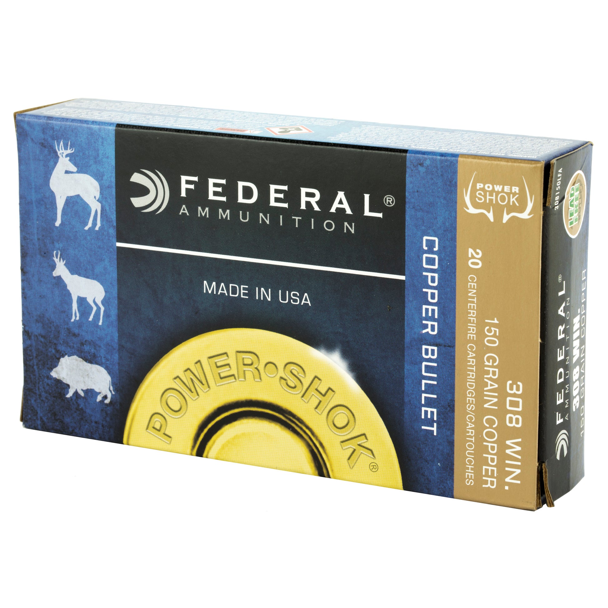 Federal PowerShok Copper .308 Winchester 150 Grain Hunting Ammunition (20 Rounds)