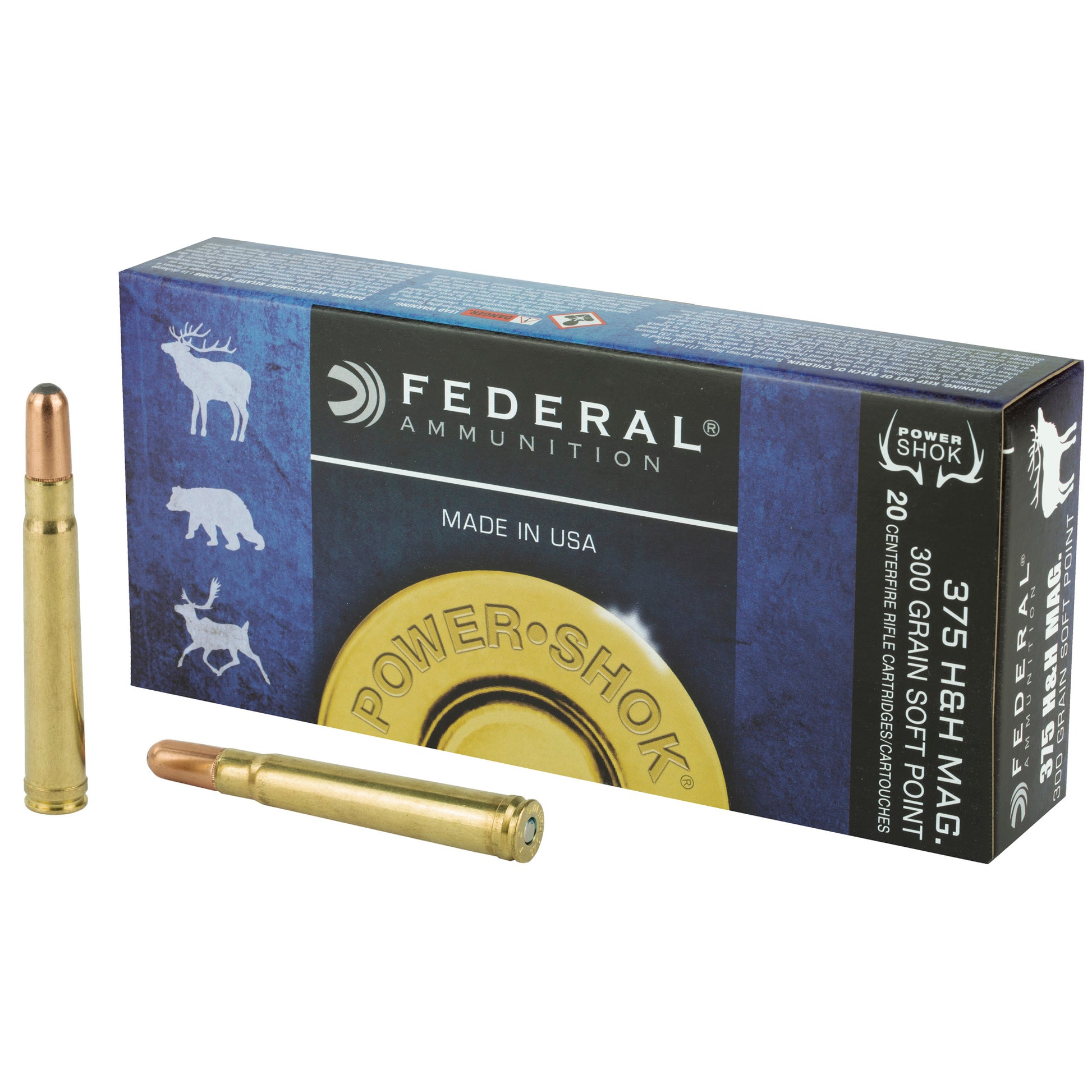 Federal PowerShok .375 H&H 300-Grain Soft Point Rifle Ammunition * Reliable Hunting Performance