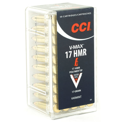CCI Ammunition 17 HMR V-MAX 17-Grain Varmint Ammo - 50 Rounds