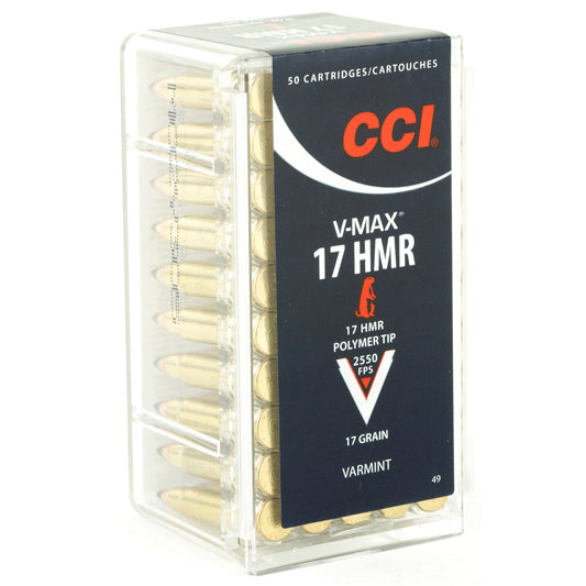 CCI Ammunition 17 HMR V-MAX 17-Grain Varmint Ammo - 50 Rounds