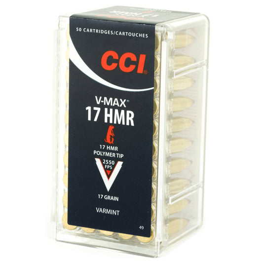 CCI Ammunition 17 HMR V-MAX 17-Grain Varmint Ammo - 50 Rounds