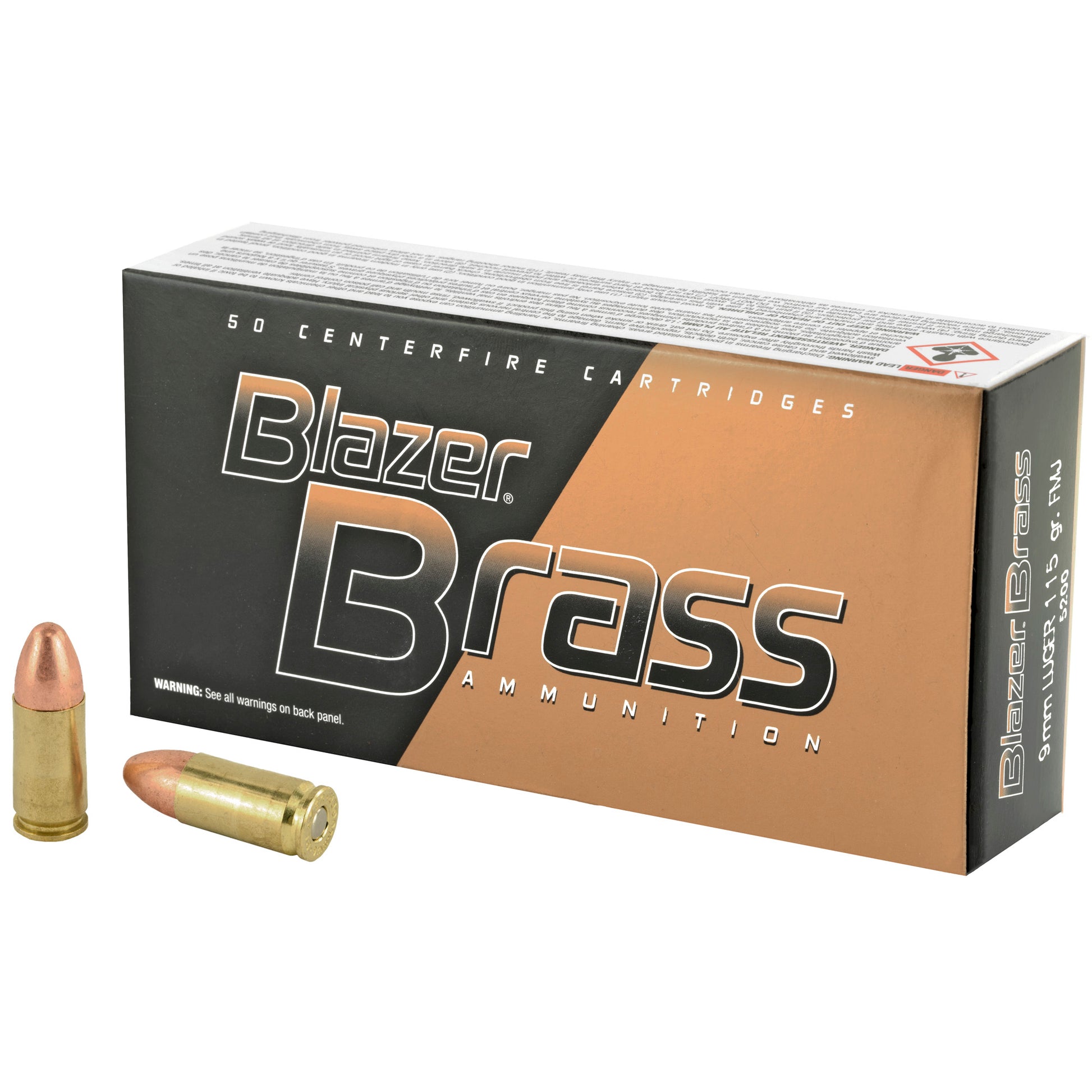 Blazer Ammunition Blazer Brass 9mm Luger 115 Grain FMJ * Reliable Full Metal Jacket Ammo, 50/Box