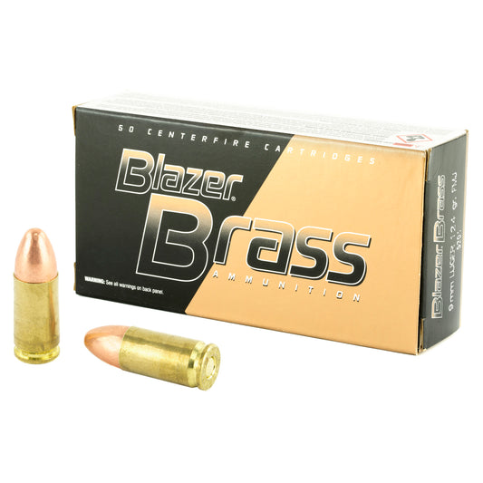 Blazer Ammunition 5201 9mm Luger 124 Grain Full Metal Jacket Brass Ammo (50 Rounds per Box, 1000 per Case)